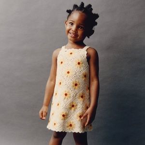 Zara Sunflower Dress Girls Toddler Cotton Polyester crochet knit